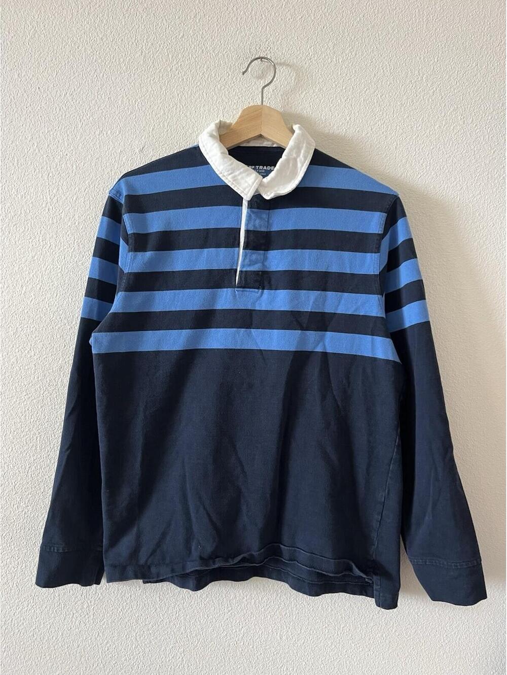 Line of Trade Striped Rugby Polo Shirt Blue M